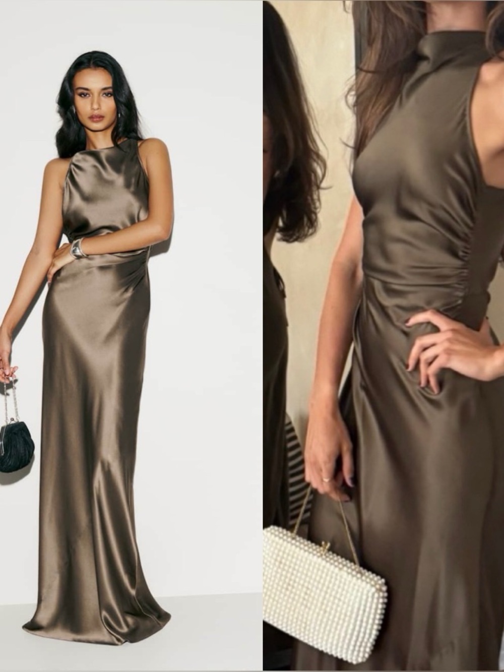 🆕 REFORMATION Anaiis Silk Maxi Dress in Morel Brown Sz 4
